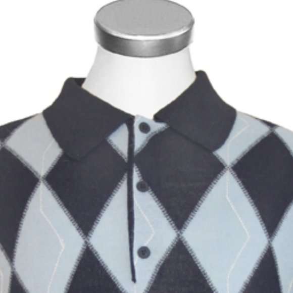 Argyle Polo Neck Pullover. Made in Peru - Picture 5 of 7